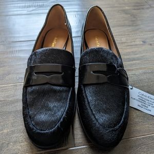 Calvin Klein Black Celia calfhair and leather Loafers Size 8.5